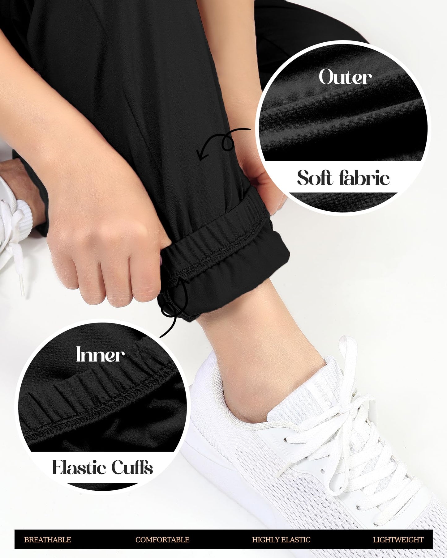 Mgput Women Joggers with Pockets, Ultra-Soft Comfortable Lightweight Drawstring Womens Sweatpants for Workout Gym and Jogging