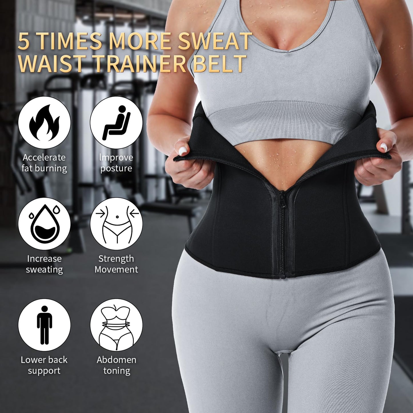 Vigorix Waist Trainer,Waist Trainer for Women Working out,Neoprene Workout Corset Waist Trainer Zipper (M) Black