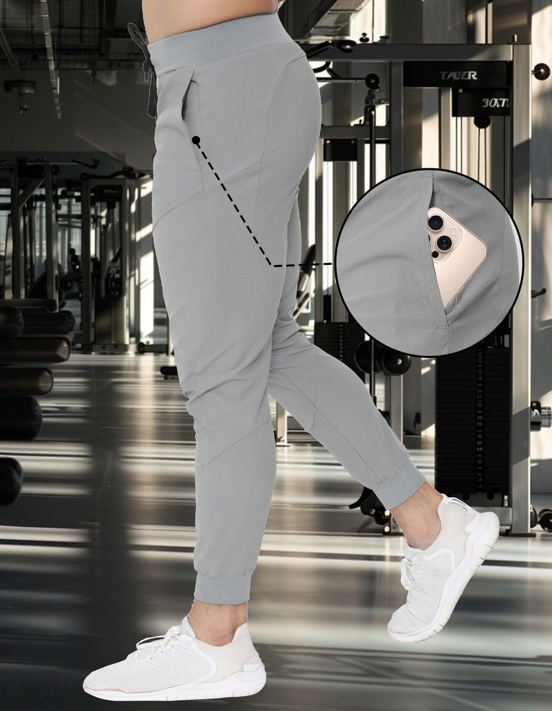 AHA AHA 2.0 Series Men's Sweatpants Quick-Drying Stretch Sports Trousers Track Pants Running Workout-Grey-XL