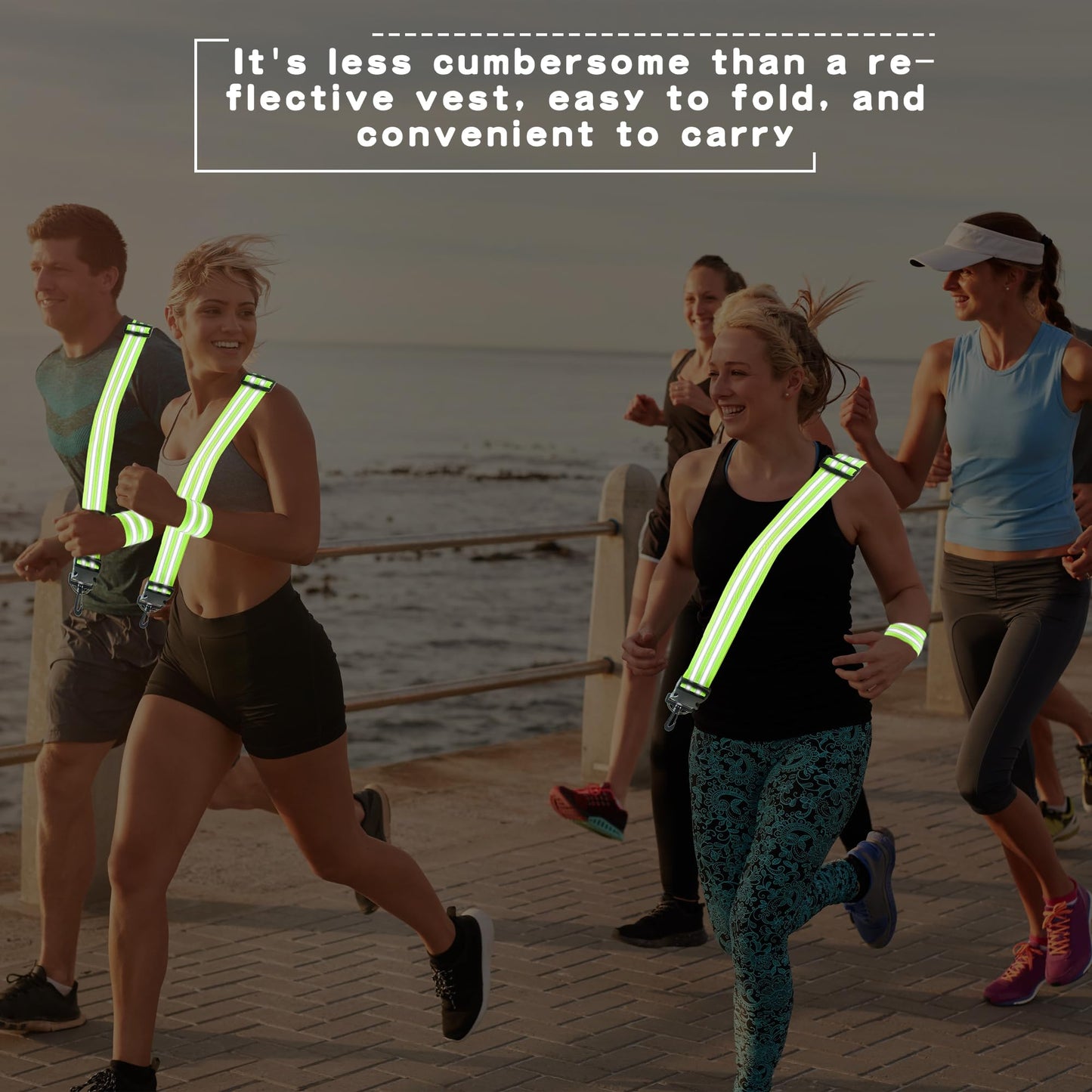 Hoarost 12 Pack High Visibility Reflective Running Gear Includes 4 Pcs Adjustable Reflective Sash and 4 Pcs Reflective Wristbands for Running Walking Biking at Night