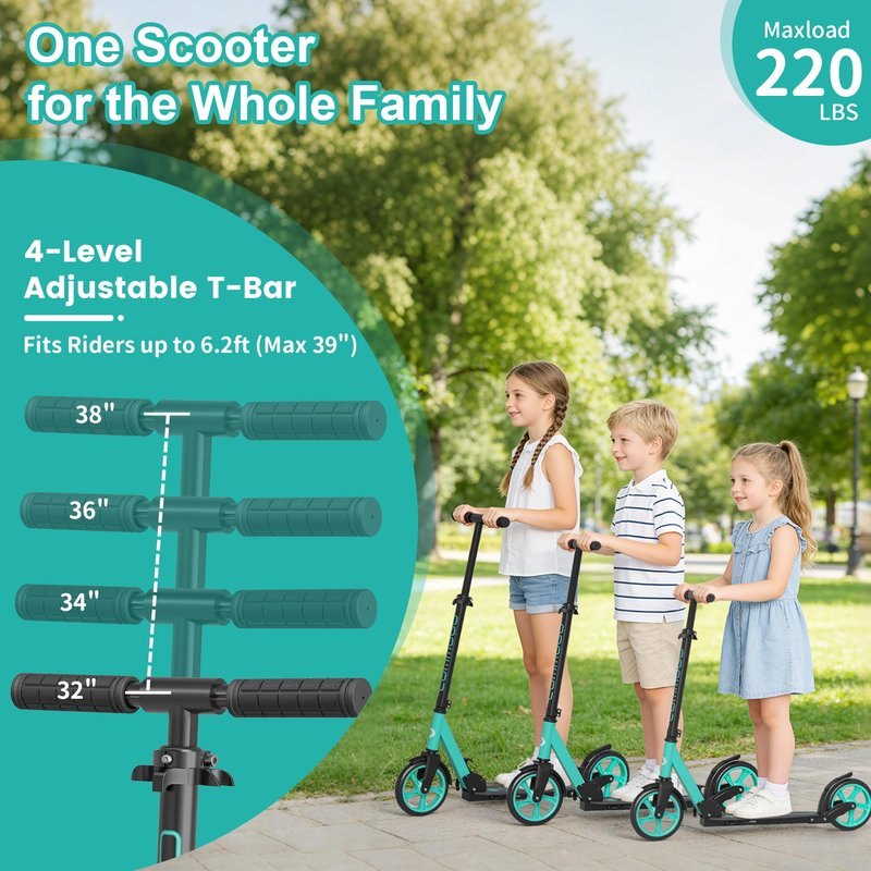 Kick Scooter for Kids 5-12, Teens, Adults, CPSC Certified Foldable Lightweight Sport Scooter with 8 Inch Wheels, Max Load 240 LBS, Gift for Childs