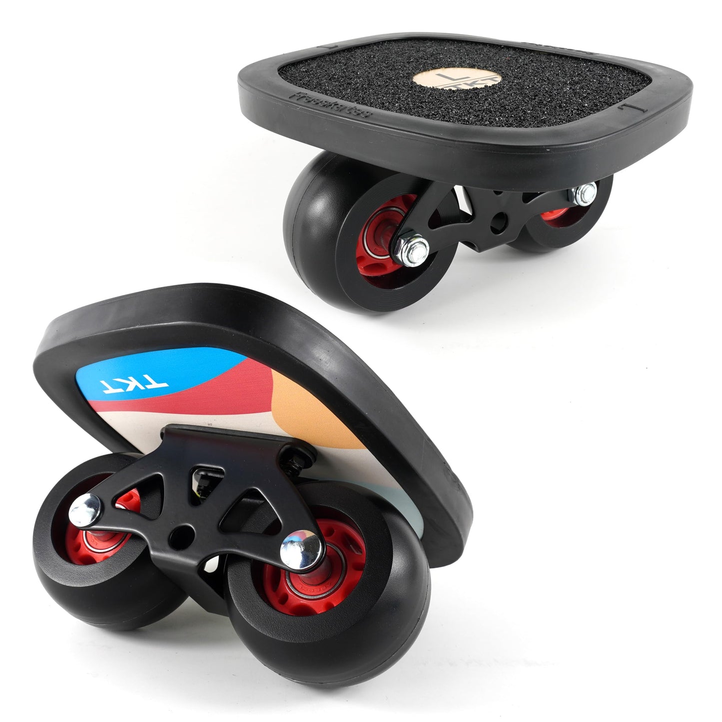 TKT Beginner Portable Roller Road Drift Skates Plate with Cool Maple Deck Anti-Slip Board Split Skateboard（Black）