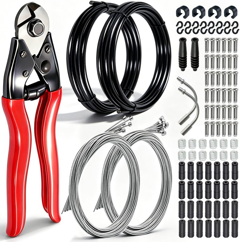 weideer 107PCS Stainless Steel Wire Cutter Bike Brake Cable Housing Shifter Cable Housing Universal Bike Cable Kit Bicycle Brake Cable Shift Cable with Bike Cable End Caps O-Rings