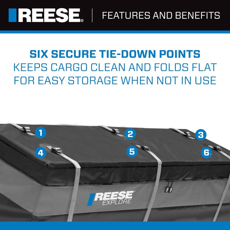Reese Explore 63604 Amigo Hitch Mount Cargo Carrier Bag, 59 Inch x 18.5 Inch x 24 Inch, Rainproof, Fit On A Most Full-Size Hitch Mounted Cargo Carriers.