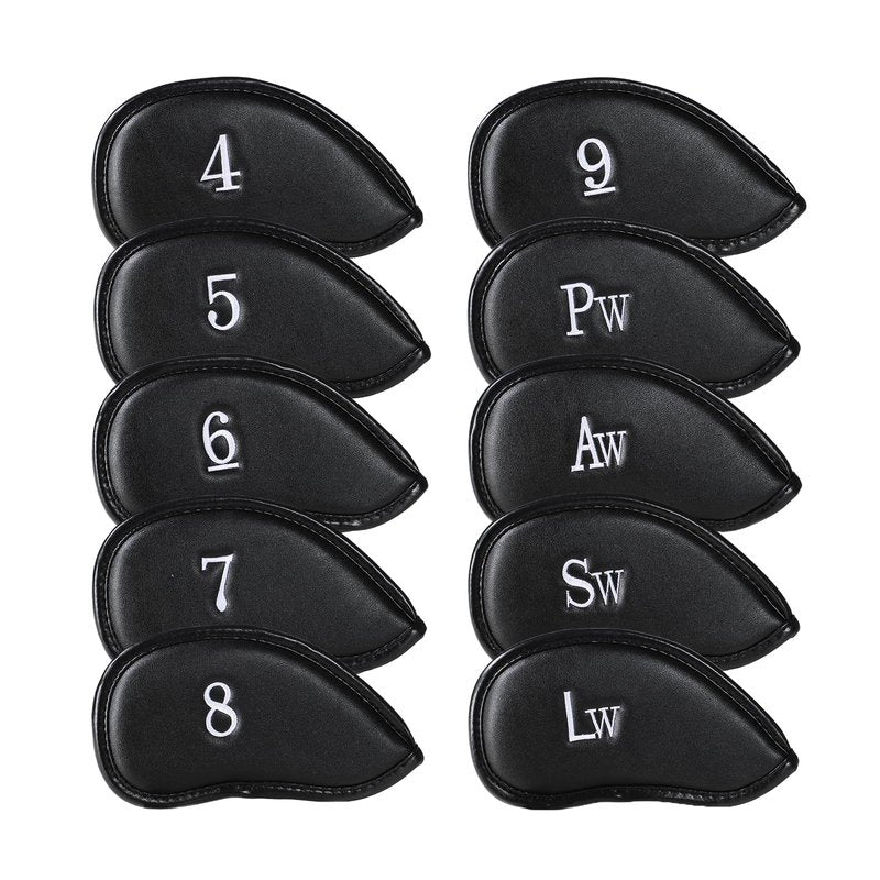 Ecsoiam Premium Synthetic Leather Golf Club Covers -Double-Sided Embroidered Golf Iron Covers with Magnetic Closure, Perfect Iron Covers for Golf Clubs, Durable and Stylish Protection for Your Clubs