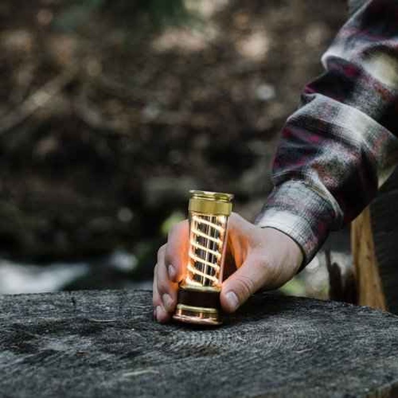 Barebones Edison Light Stick – Brass, USB Rechargeable LED Lantern and Flashlight with 7 Modes, 40+ Hour Run Time, Camping Essentials with Magnetic Base
