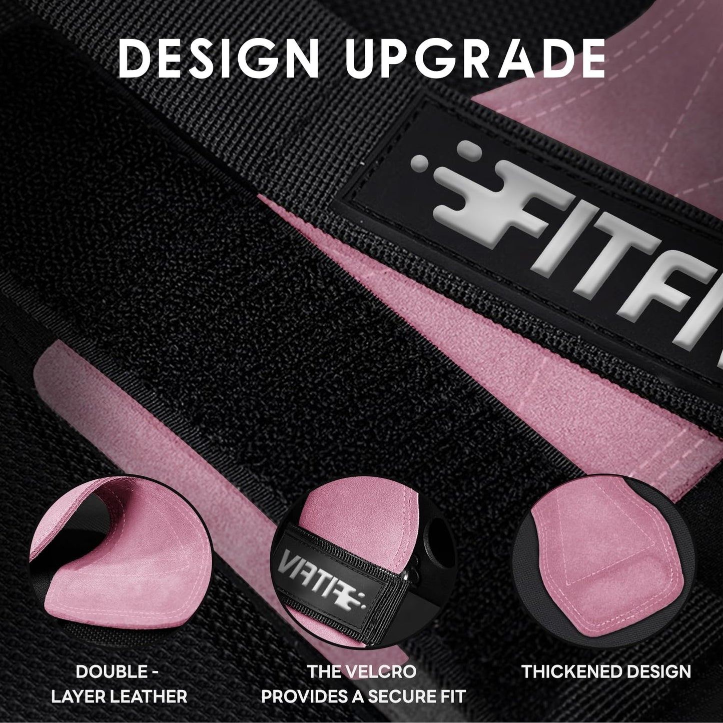 FITFIV Weight Lifting Wrist Strap, Double Leather Weightlifting Wrist Straps for Gym Strength Training, Neoprene Padded Wrist Wraps - for Men & Women (Pair)