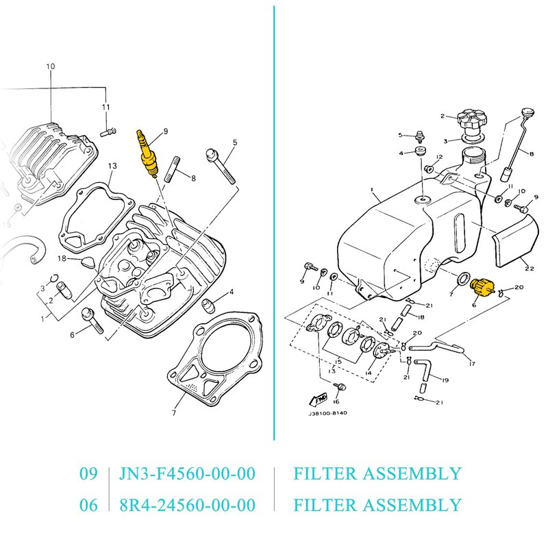 10L0L Tune Up Kit for Yamaha G2 G8 G9 G11 4 Cycle Gas Golf Cart 1985-1994, Replaces J10-14417-00 J38-14450-00, Air Filter Pre-Filter with Spark Plug Fuel Filter