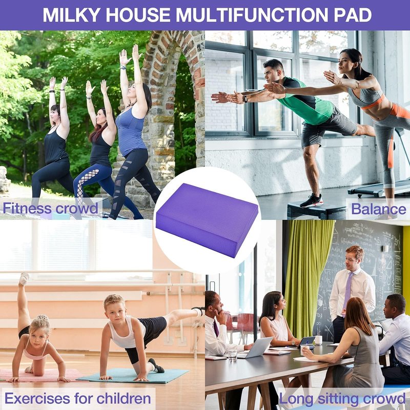 Balance Board, Foam Pad Yoga Mat, Balancing Exercises Mat, Non-Slip Knee Rocker Board Physical Therapy Cushioned Turn Boards for Dancers Women, Anti-Fatigue Fitness Training Pads Purple 12.2X9.4X2.4in