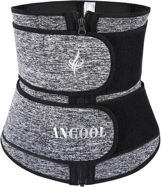 ANGO Sweat Waist Trainer Corset for Women - YKK Zipper Body Shaper Cincher for Weight Loss | Adjustable Fit