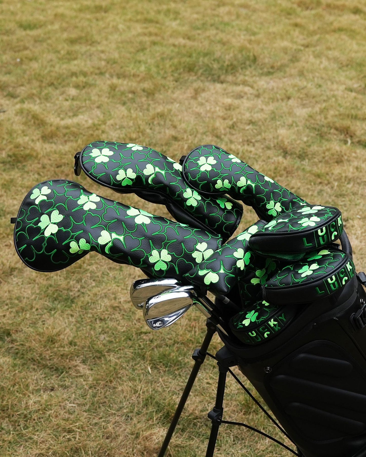 Big Teeth Golf Irish Luck Driver Headcover St. Patrick’S Day Driver Cover Black Driver Head Cover Lucky Clover Golf Driver Head Covers Green Shamrock