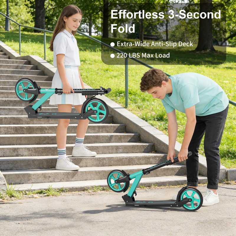 Kick Scooter for Kids 5-12, Teens, Adults, CPSC Certified Foldable Lightweight Sport Scooter with 8 Inch Wheels, Max Load 240 LBS, Gift for Childs