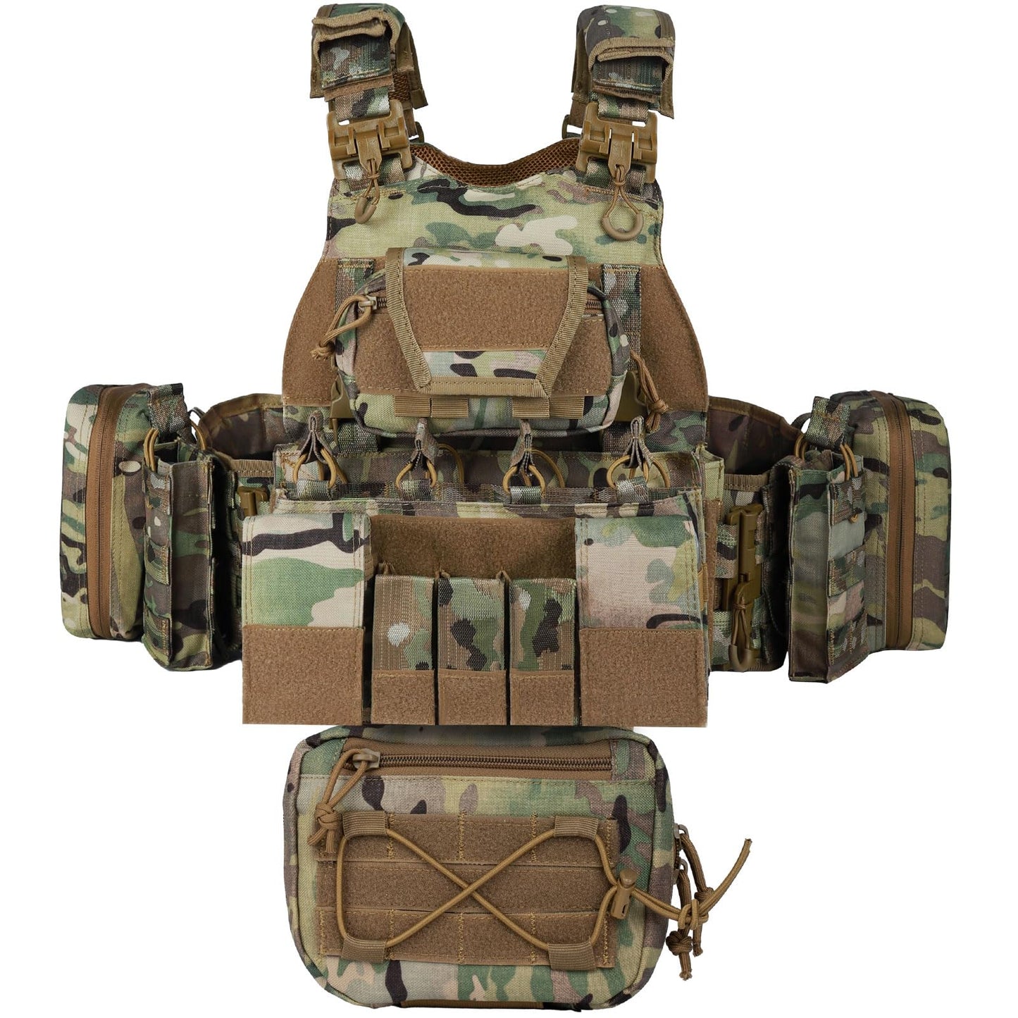 YAKEDA Outdoor Training Vest With PALS System MultiFunctional MOLLE Quick Release Vest- For Hiking, Camping Training (US, Alpha, One Size, Regular, Regular, CP2.0)
