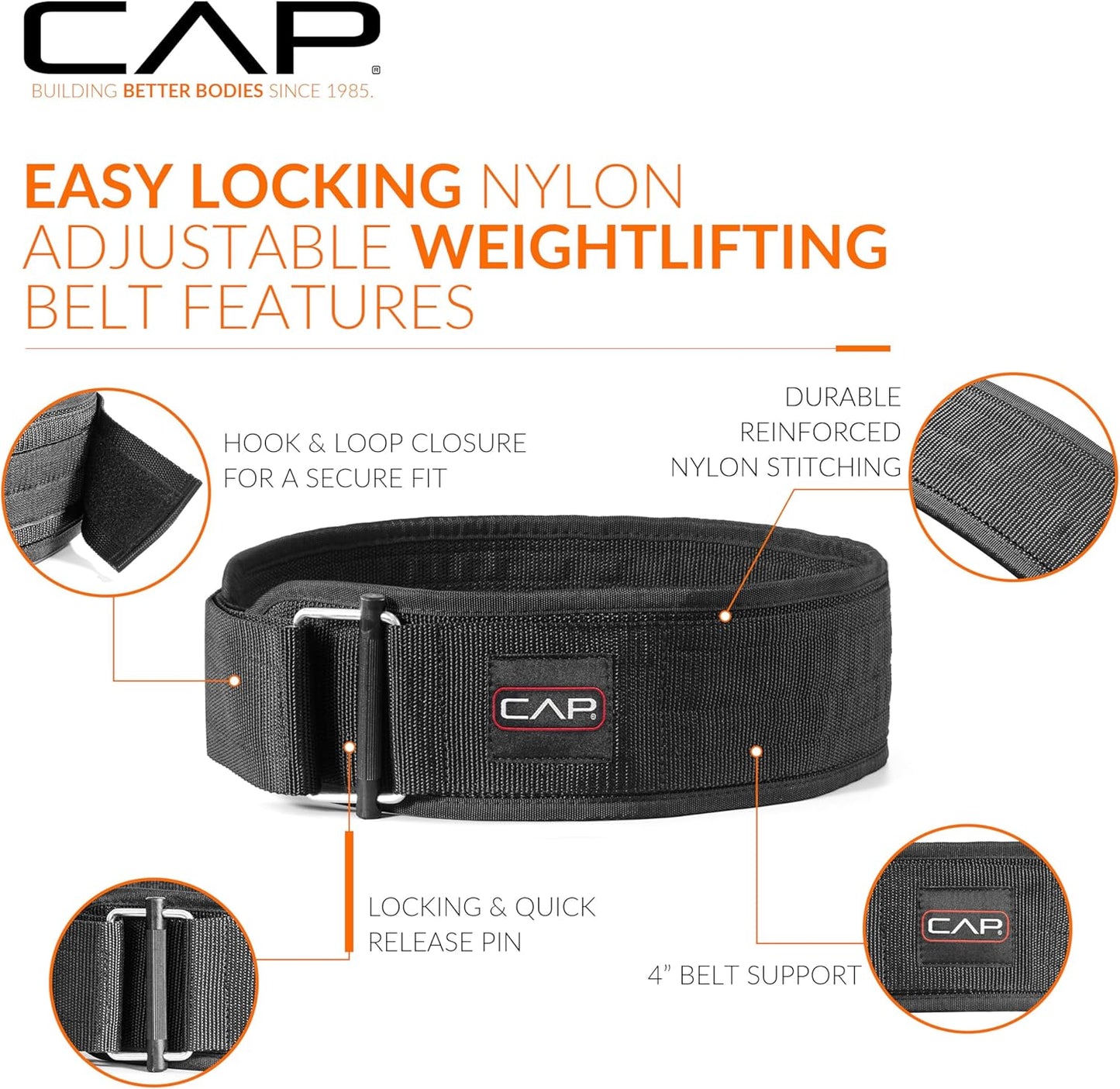 Premium Nylon Weightlifting Belt - Adjustable Support for Enhanced Lifting | Multiple Sizes Available