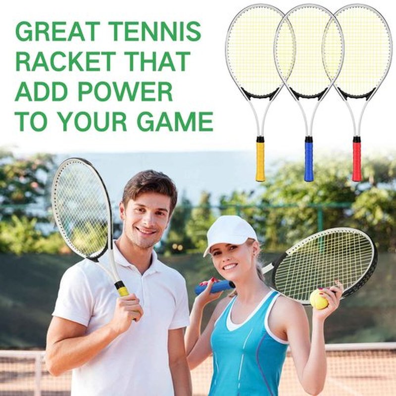 Motionchic 6 Pcs Tennis Rackets for Adult Recreational 6 Players 27'' Tennis Racket Set with 3 Balls Lightweight Tennis Rackets for Tennis Training Beginner with Overgrip and Bag(Red)