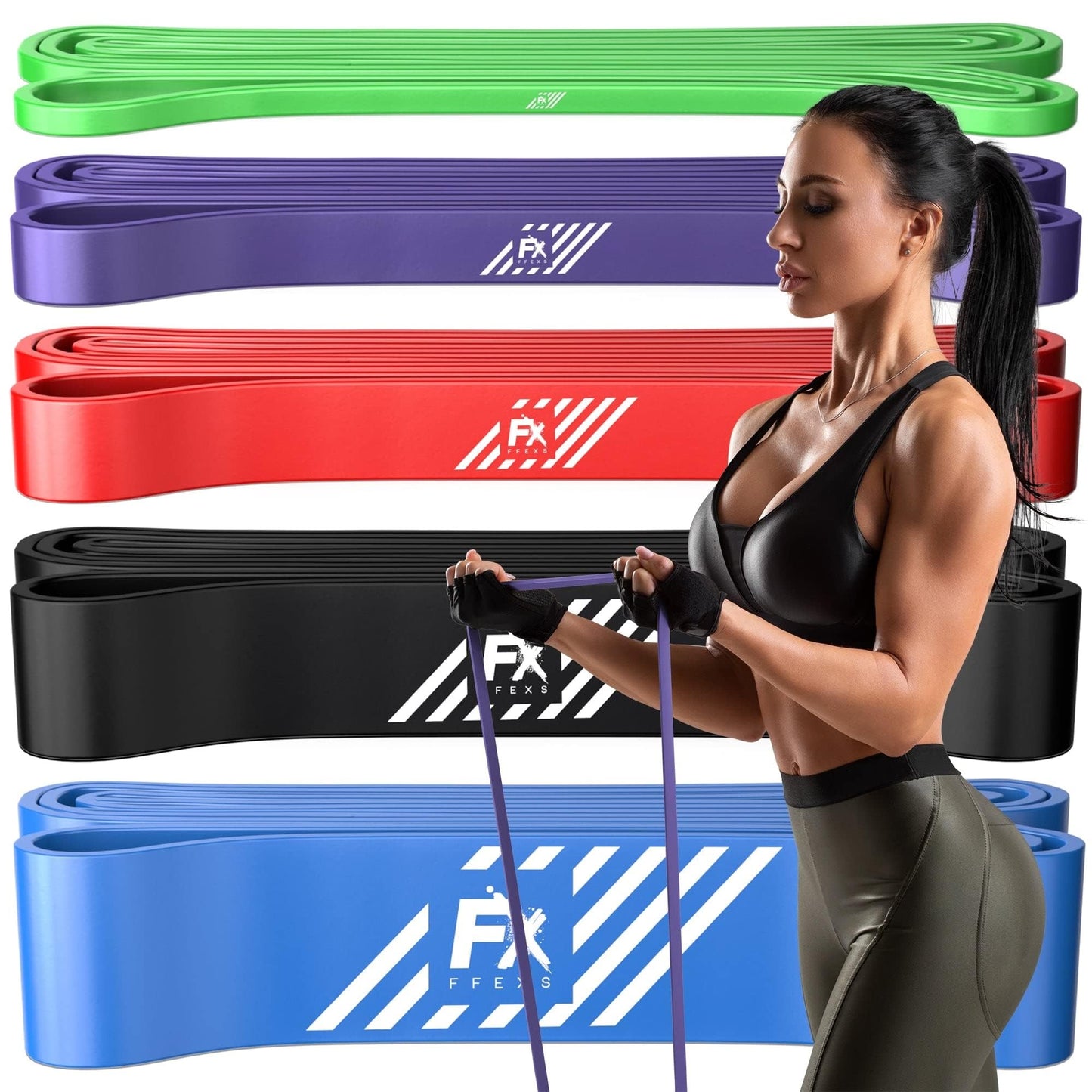 FX FFEXS/Pull up Assistance Bands Set - Pull up Resistance Bands for Men & Women - Elastic Pull up Bands for Working Out & Fitness & Stretch - Pull up Assist Power Bands