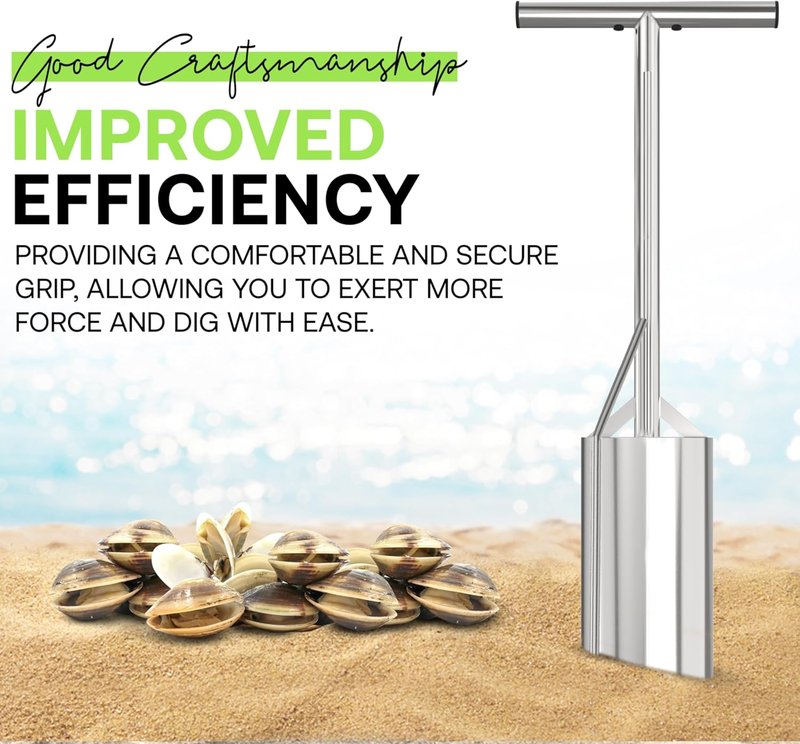 Clam Gun for Clamming - Sturdy Stainless Steel Design | 33 Inch Length, 5 Inch Tube Diameter
