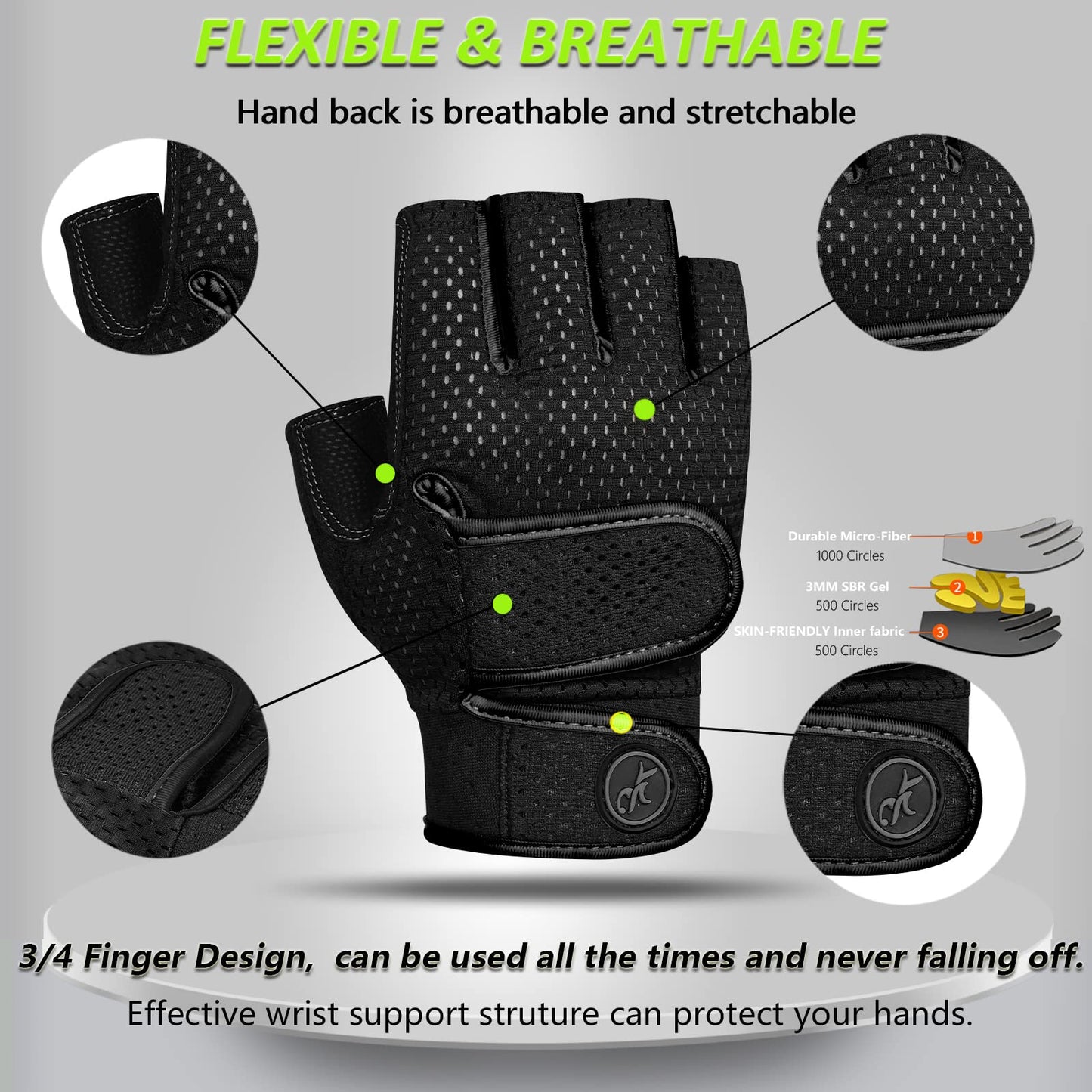 MOREOK Workout Gloves Padded Weight Lifting Gloves for Men/Women Black-XXL