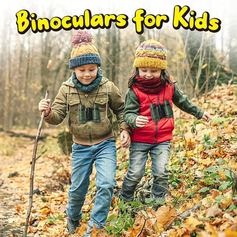 Kids Binoculars - Perfect Outdoor Toy for Ages 3-8 | Great for Hiking, Bird Watching, Travel - Green