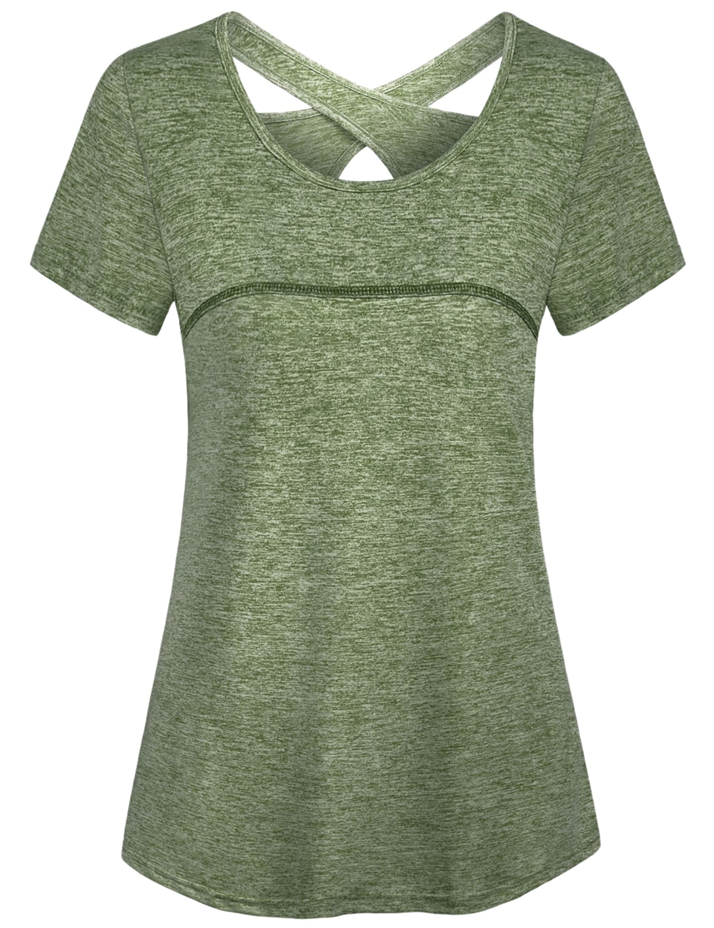 Kimmery Womens Workout Tops for Women Short Sleeve Shirts for Women Summer Tops Yoga Tops Athletic Tops Olive Green L