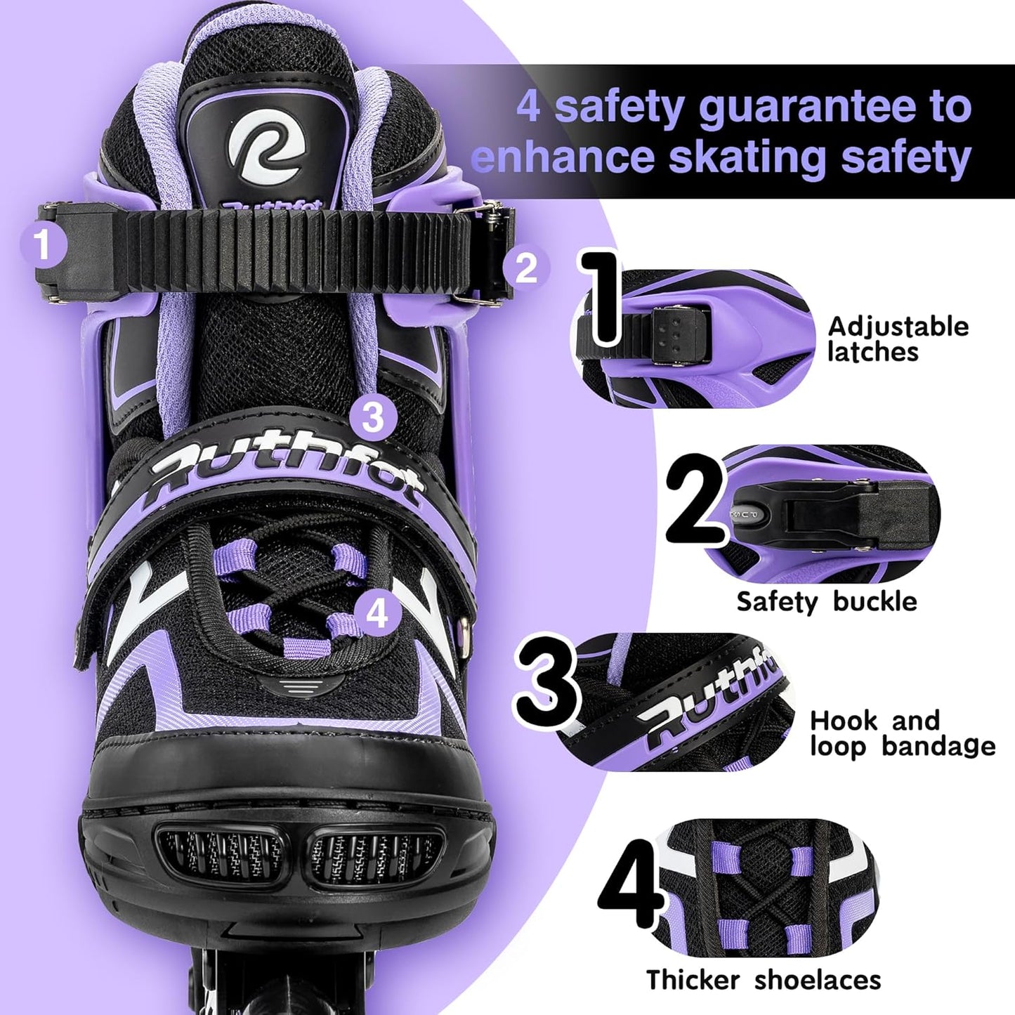 Adjustable Inline Skates for Boys & Girls - Full Light Up Wheels | Outdoor Rollerskates for Kids & Women