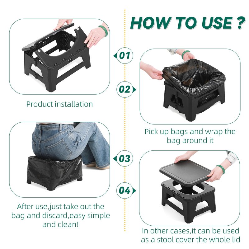 HHuanwfer In-car Portable Toilet Collapsible Potty, Emergency Toilet, Temporary Potty For Outdoor Camping, Road Trips, Traffic Jams, Boating And Fishing