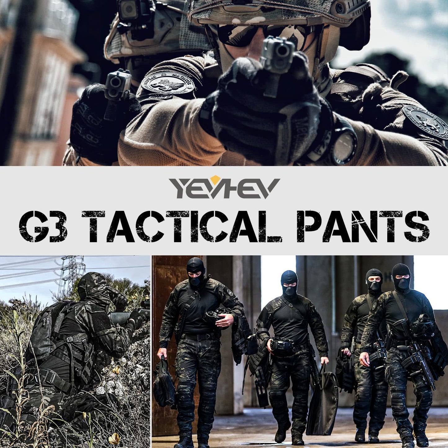 YEVHEV G3 Combat Pants Tactical Trousers Military Apparel Camouflage Clothing Paintball Gear with Knee Pads for Men