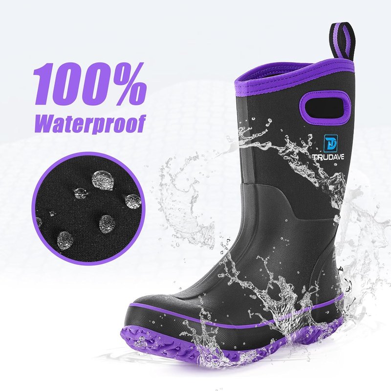 Women's Waterproof Rubber Boots - Mid Calf Neoprene Insulated Outdoor Footwear | Sizes 5-11