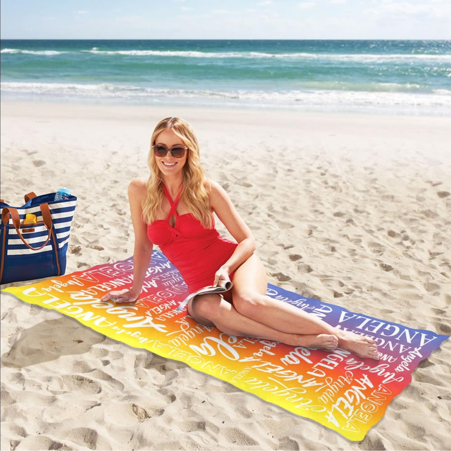 Esmtuaij Personalized Beach Towels for Kids and Adults, Custom Beach Towels with Name, Custom Quick-Drying Travel & Pool & Beach Towels,Customized Gifts for Women & Men & Children