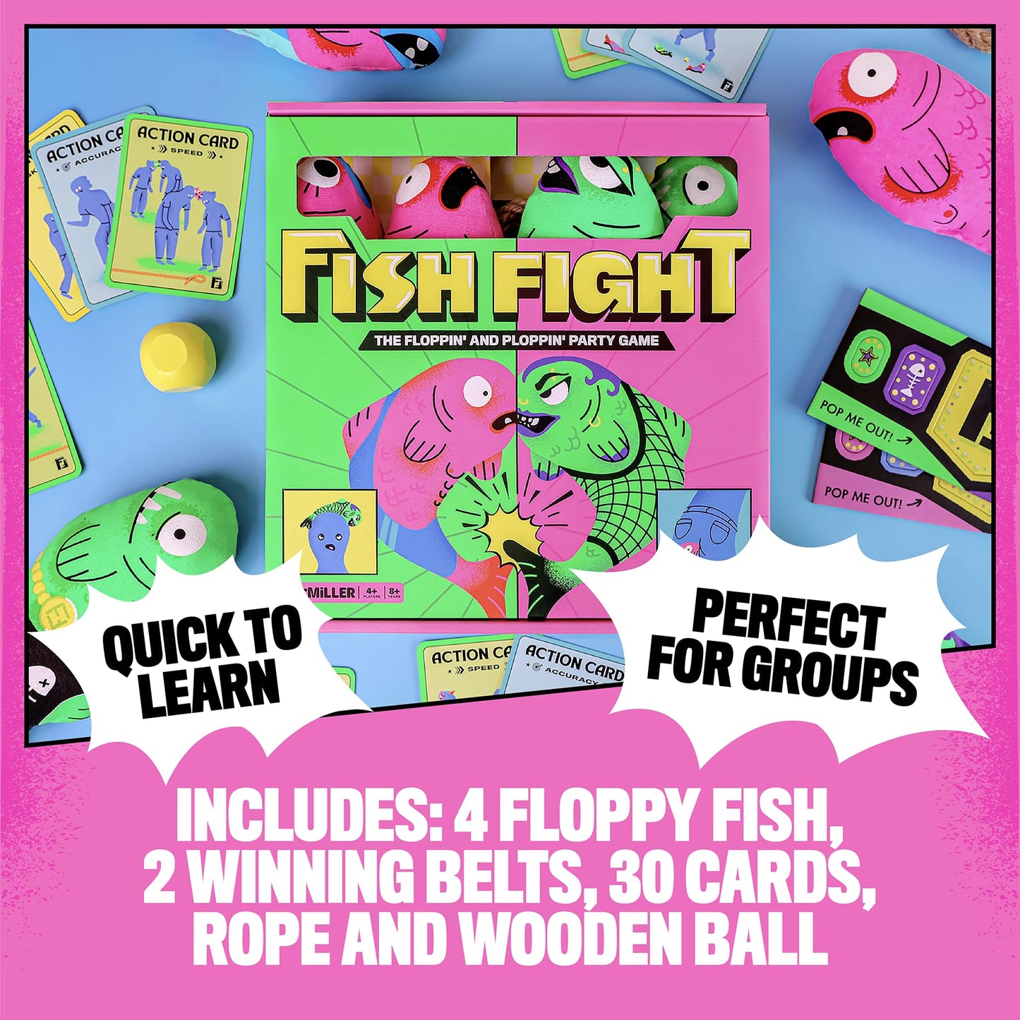 Fish Fight – Funny Flopping Fish Game for Kids & Adults | Outdoor Summer Party Game for Beach, Backyard, Pool, Family & Friends