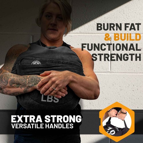 Strongman Sandbag for Working Out [Bells of Steel] Fitness Sand Bag Sacks, Commercial and Home Gym Sand Bags for Weight Training with Handles for Workout - 150 lb
