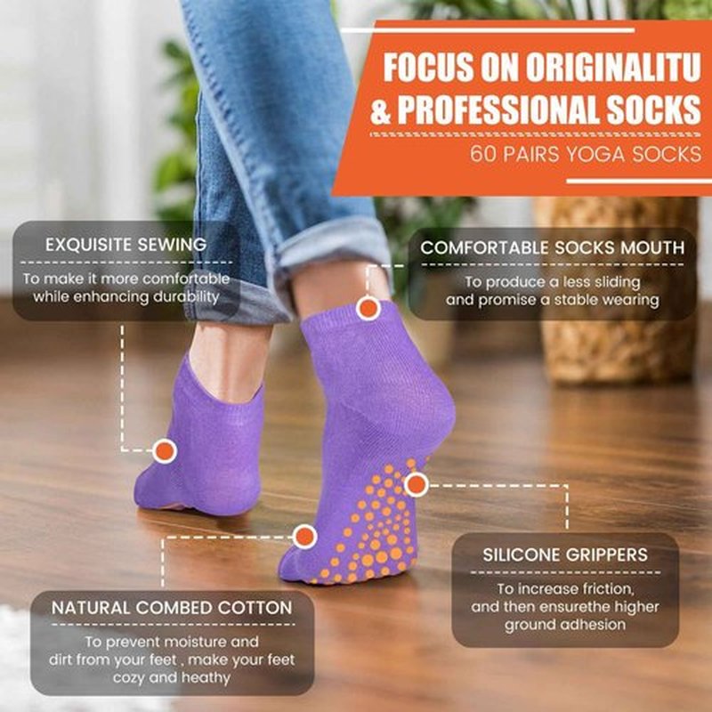 Liitrsh 100 Pairs Non Slip Yoga Socks with Grips Anti Skid Pilates and Barre Socks for Man Woman Pilates Ballet(Mixed Color)
