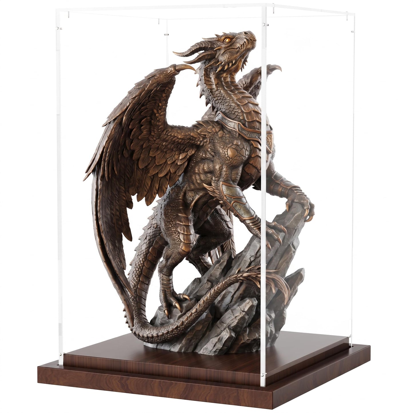 VGMiu Display Clear Cases for Collectibles with Wood Base Clear Case Box