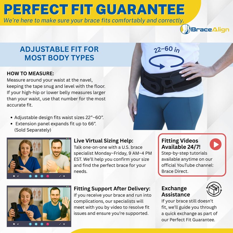Brace Align GlideFit Adjustable SI Belt - Sacroiliac Joint Dysfunction, Pelvic Instability, Sciatica, Piriformis Syndrome & Lower Back Support Brace - L0621 (OSFM Adults 22–60 in. waist)