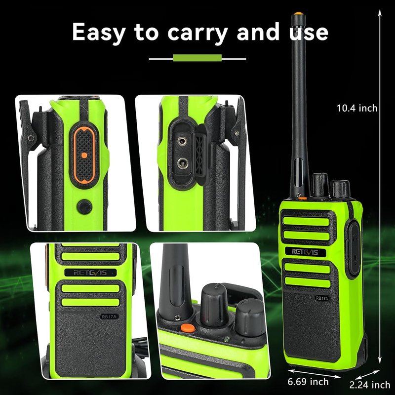 Retevis RB17A Two-Way Radios | Long Range GMRS Walkie Talkies with Earpiece - 2200mAh, 4 Pack for Security & Emergency Preparedness