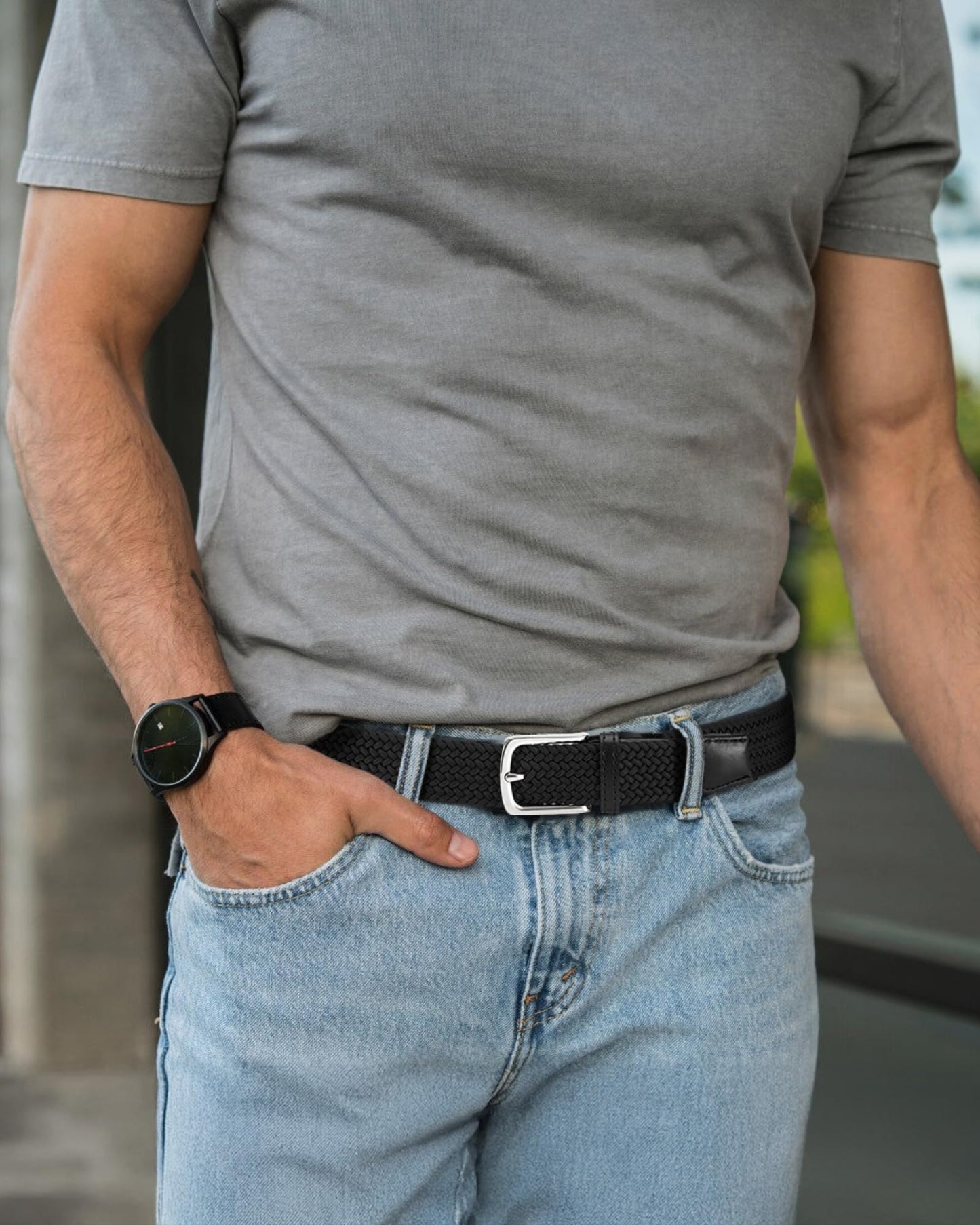 CHAOREN Stretch Belts for Men - Braided Elastic Golf Belt for Men 1 3/8"- Gift for Casual Jeans Shorts
