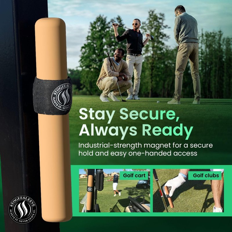 Magnetic Stogie Sleeve Holder, (Black) 48-54 Gauge Range, Fire Retardant & Waterproof Magnetic Stick Sleeves, Golf Magnet Sleeve Holders, Fishing, Hunting Gear Gifts, Golf Cart Accessories for Men
