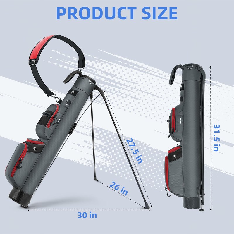 Shopsource Golf Stand Bag, Lightweight Par 3 Carry Bag with Insulated Cooler Pocket, Easy to Carry and Durable, Ideal for Driving Range Pitch n Putt Executive Courses, Grey
