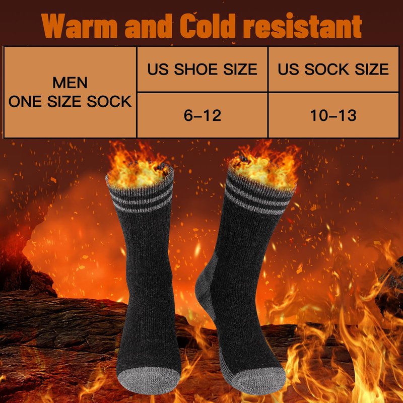COOVAN Mens Merino Wool Crew Socks Thermal Warm Winter Socks Soft Cozy Boot Socks for Cold Weather Work Hiking 5 Pairs