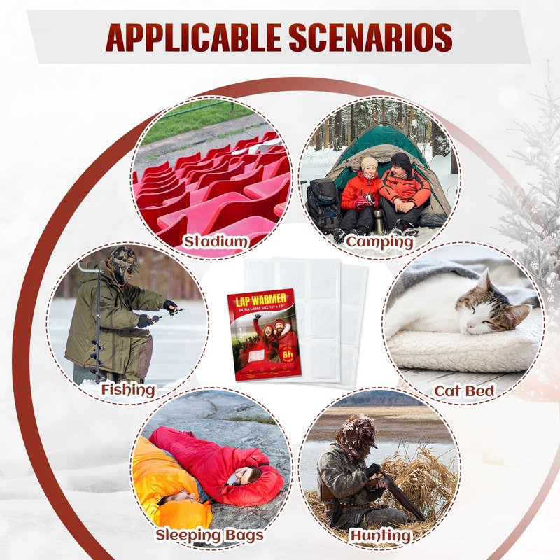 Foilswirl 6 Pcs Lap Warmers Largest Warmers with Adhesive Backing 16" x 10" Disposable Air Activated Heat Packs 8 Hours Long Lasting Camping Outdoor Sporting Events Cold Weather Gift Pairs Heat up