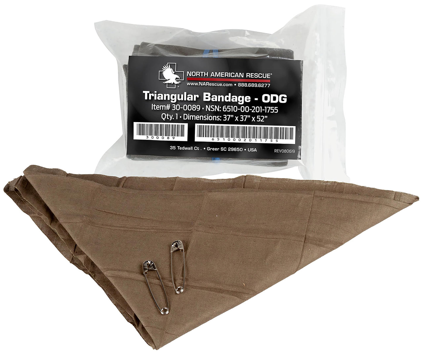 North American Rescue Triangular Bandage NAR Cravat Cotton Bandaging for Injuries, Wounds, Support (30-0089)