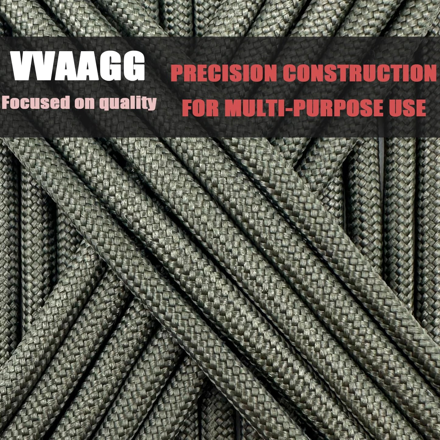 VVAAGG 550 Paracord 200FT - 4mm Lightweight and Durable Camping Rope, Tent Rope, Clothsline Rope, Marine Weatherproof Rope, Nylon Parachute Cord Rope (Green)