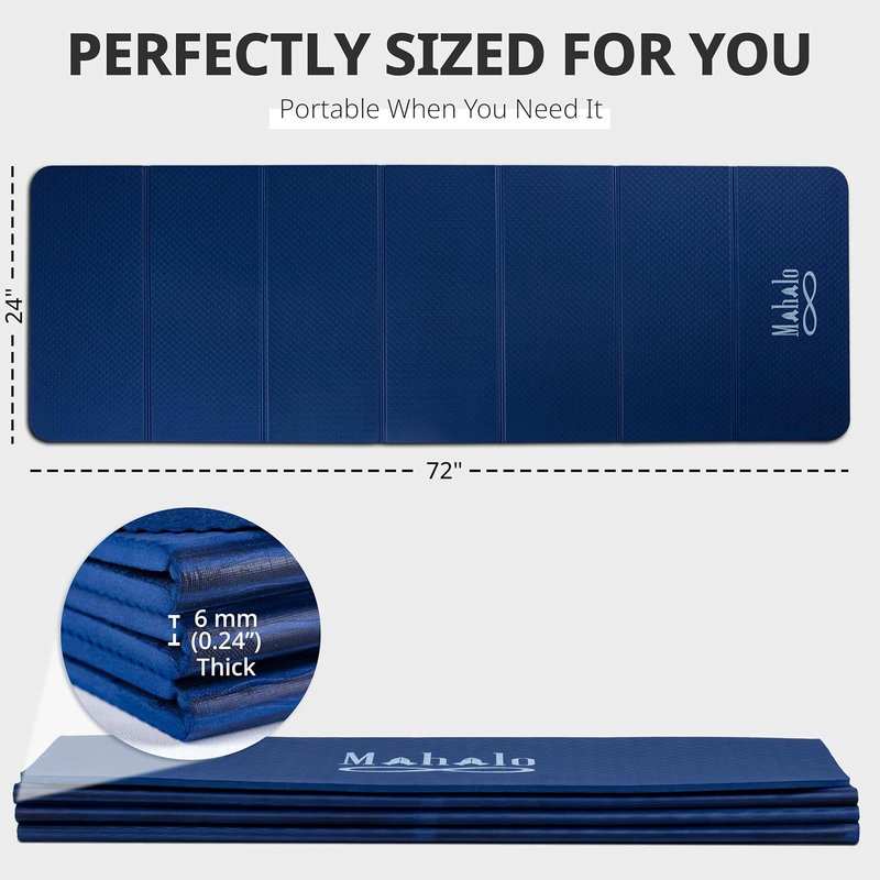 Foldable Yoga Mat - 6mm Anti-Slip Exercise Mat with Carry Bag | Perfect for Yoga, Pilates, Home Workouts