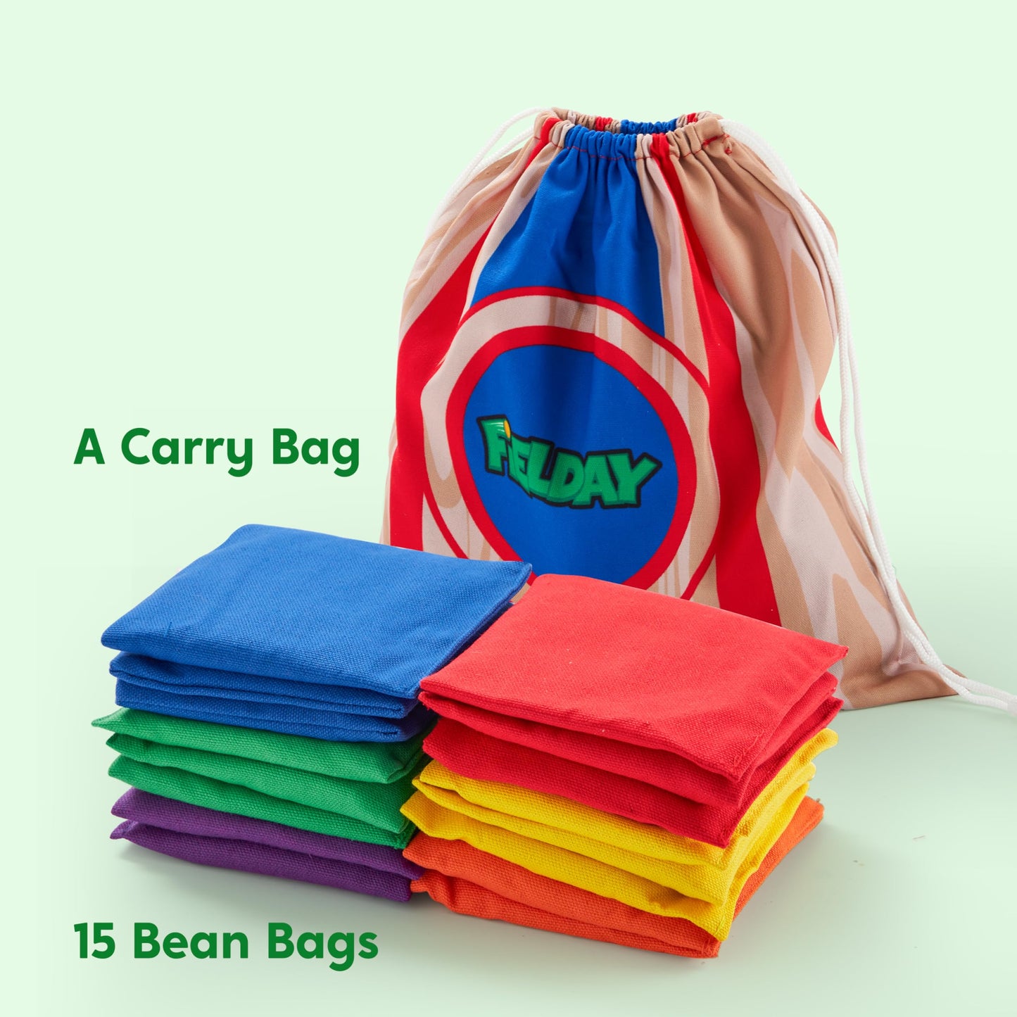 JOYIN 16 Cornhole Bean Bags for Tossing (4.7” x 4.7”), Durable Nylon All-Weather Game, Includes 16 Bean Bags and a Carry Bag, Cornhole Game Set, Party Supplies for Kids & Adults