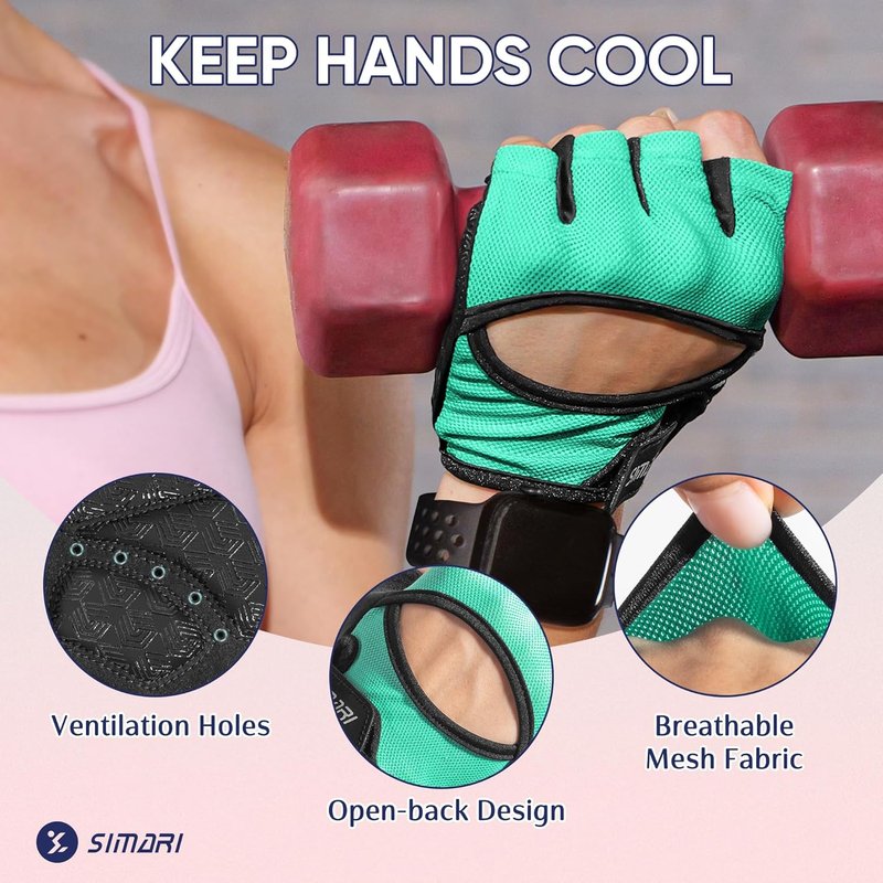 Workout Gloves for Men & Women - Full Palm Protection, Strong Grip | Breathable for Gym, Weight Lifting, Fitness