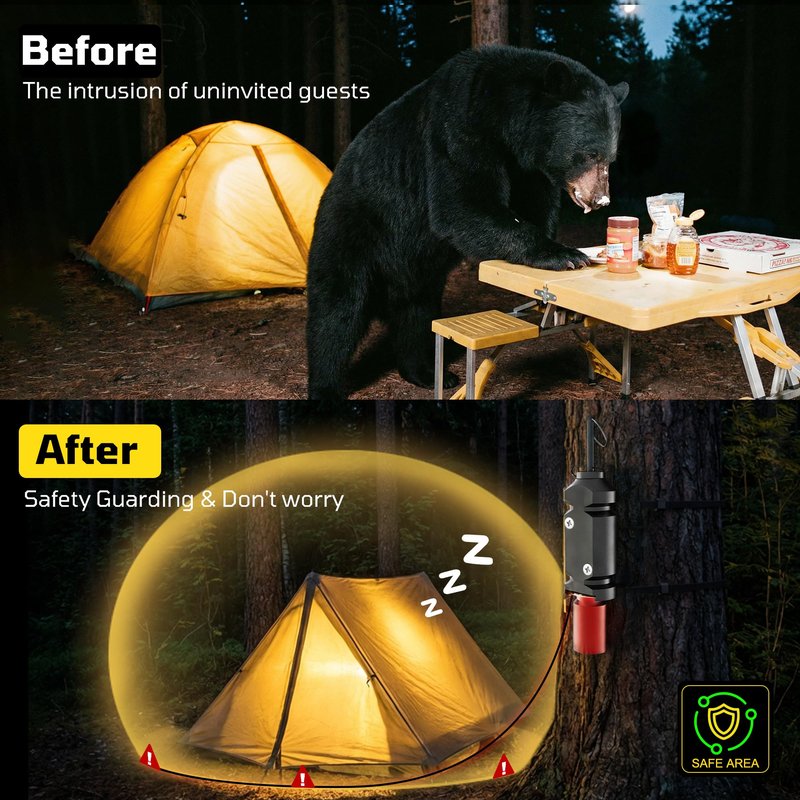 2 Pack Trip Alarm, Perimeter Trip Alarm, 12 Gauge Camping Trip Wire Alarm Device, Early Warning System for Camping and Outdoor Safety/Bear Deterrent, Camping Safety(Adapter Not Include