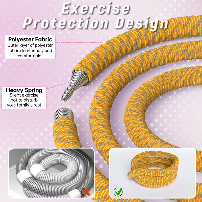 Lerpio 3.4/4.1/5 LBS Soft Spring Weighted Hoop for Adults, Quiet & Pinch-Proof Design, Portable Fitness Infinity Hoop with Body Tape Measure, Exercise Hoop for Core Workout (Purple, 3.4LBS)
