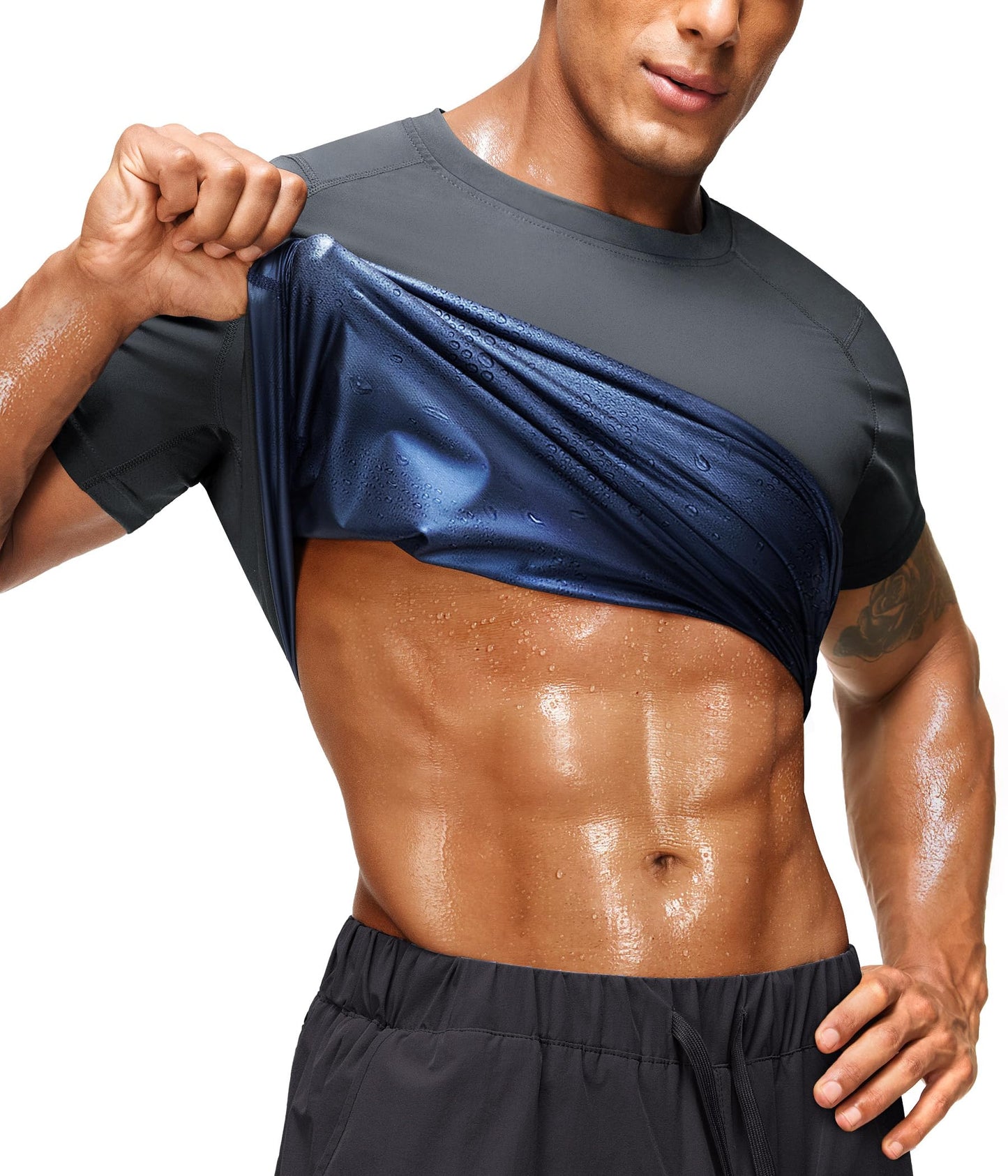 Junlan Sauna Shirt for Men Waist Trainer Vest Gym Top for Running Training