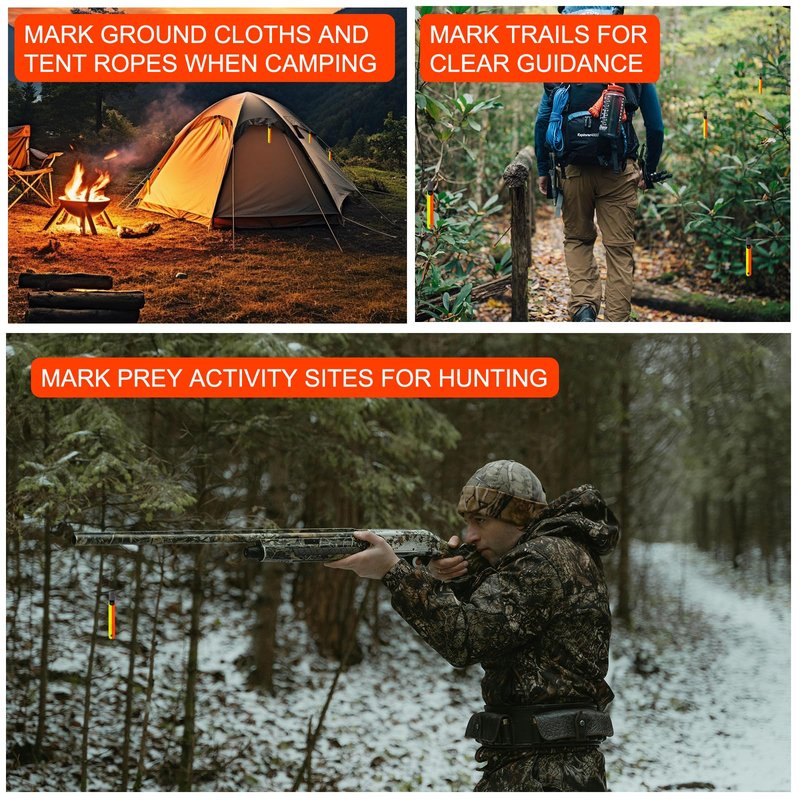 Little World 48-Pack High Visibility Reflective Trail Markers - 4" Fluorescent Orange Clips for Hunting, Hiking & Outdoor Navigation