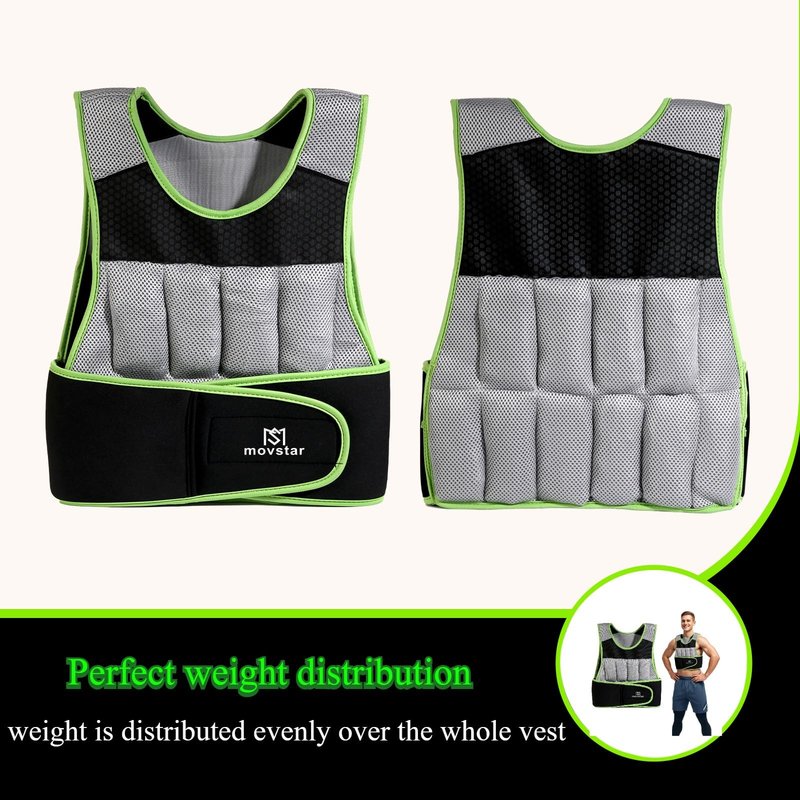MOVSTAR Adjustable Weighted Vest Women Men with Reflective Design 10lbs,20lbs Workout Vest for Strength Training, Walking, Jogging, Weightlifting, Running Men Women